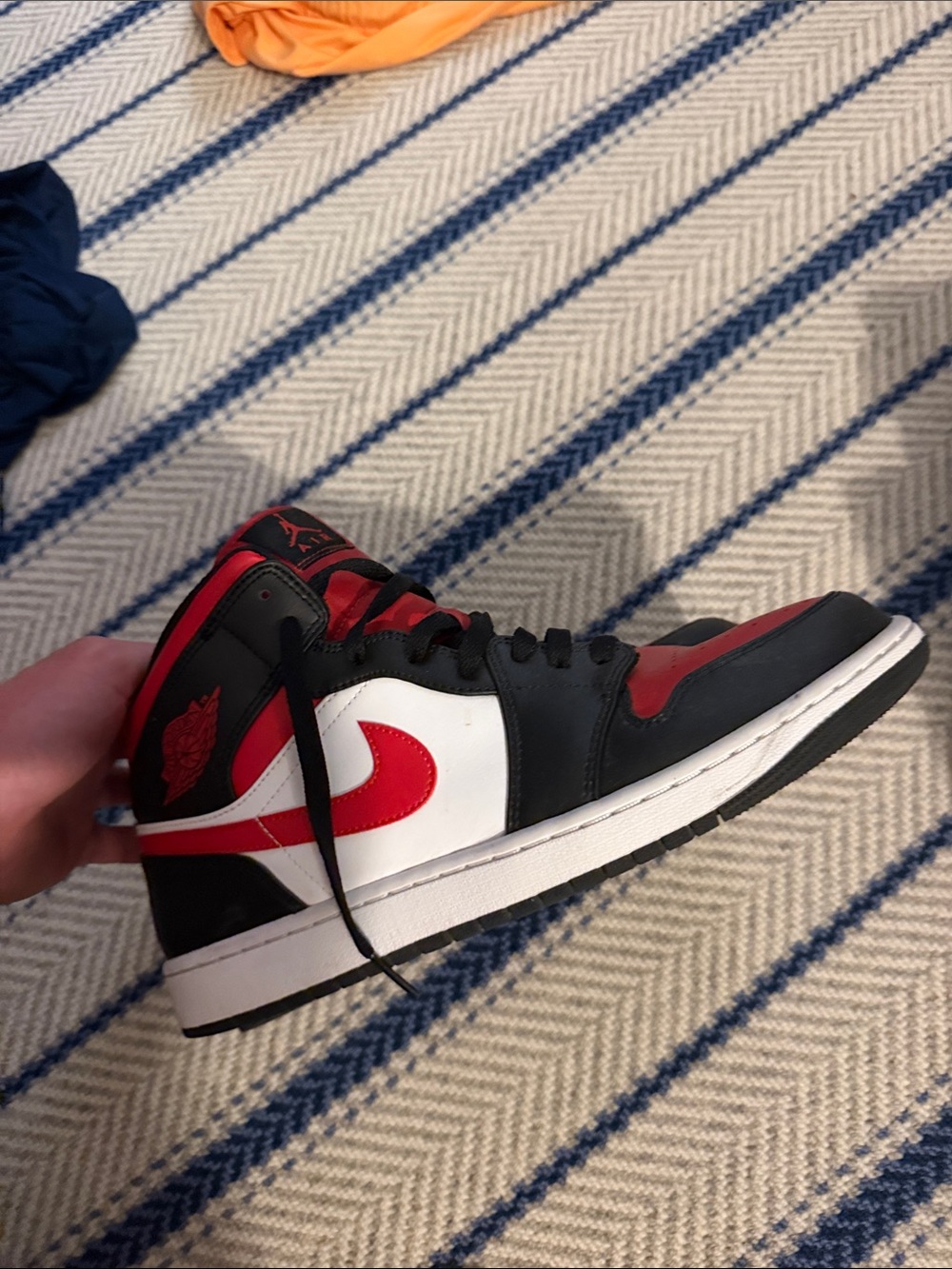 Nike Air Jordan 1 Mid Black/White/Red Men's Sneaker